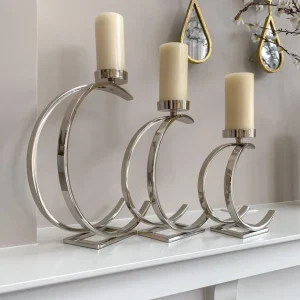 Inspire Me! Home Decor Silver Semi-Circle W/ Marble Top Candle Holder (3 Sizes)