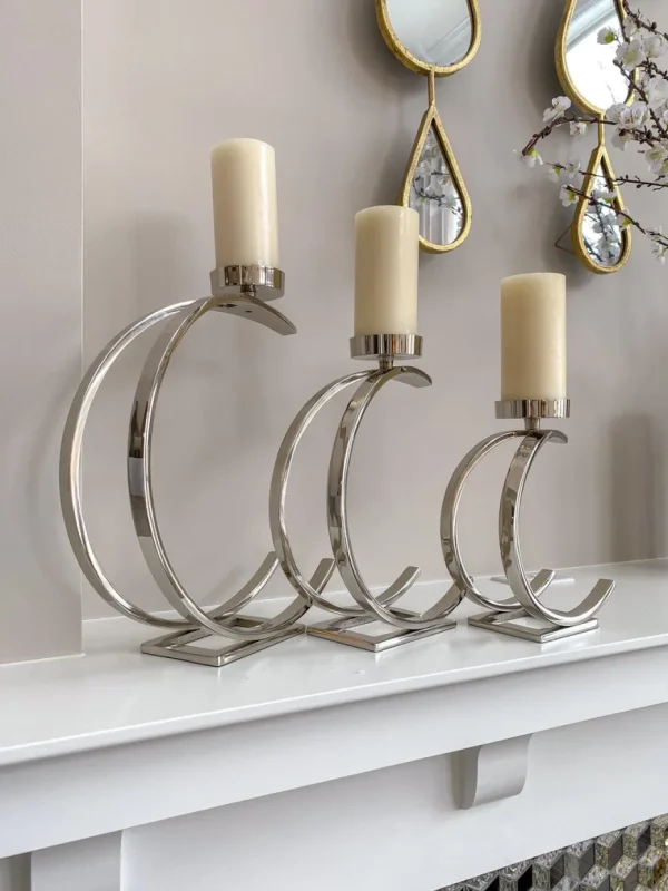 Inspire Me! Home Decor Silver Semi-Circle W/ Marble Top Candle Holder (3 Sizes)