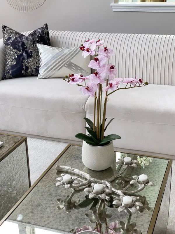 Inspire Me! Home Decor Silver Flower Branch 5 Tealight Candle Holder