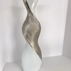 Inspire Me! Home Decor Silver And White Twisted Vase (2 Sizes)