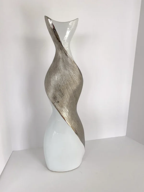 Inspire Me! Home Decor Silver And White Twisted Vase (2 Sizes)