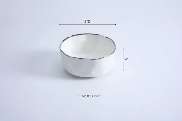 Inspire Me! Home Decor Silver And White Porcelain Bowl