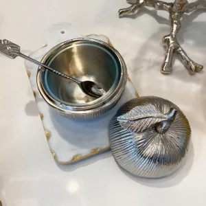 Inspire Me! Home Decor Silver Apple Honey Dish