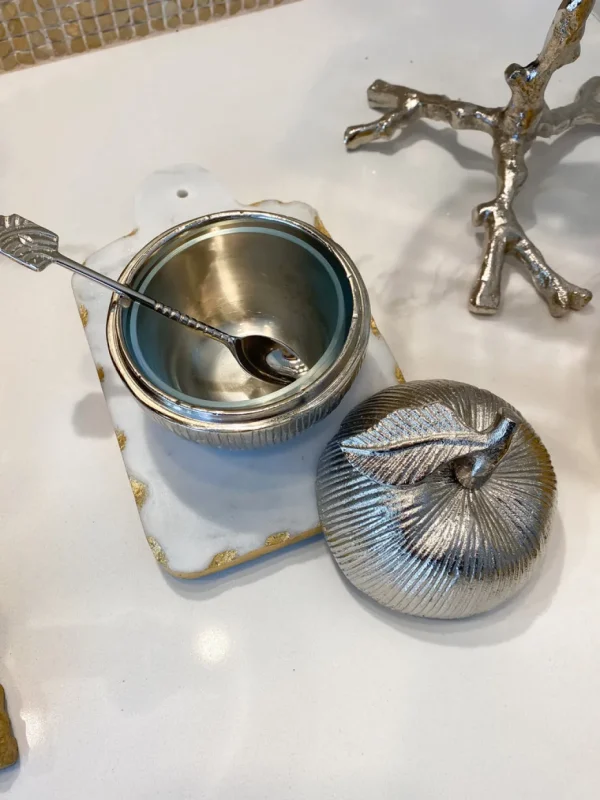 Inspire Me! Home Decor Silver Apple Honey Dish