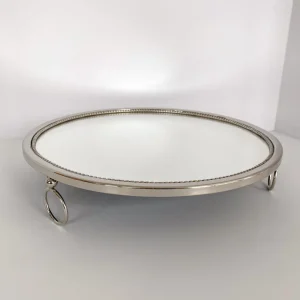 Inspire Me! Home Decor Silver Circle Mirror Tray W/ Circle Feet