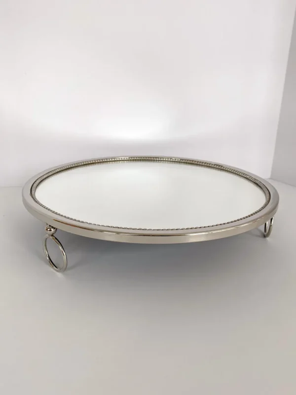 Inspire Me! Home Decor Silver Circle Mirror Tray W/ Circle Feet