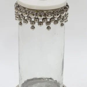 Inspire Me! Home Decor Silver Beaded Canisters W/ Marble Lid (3 Sizes)