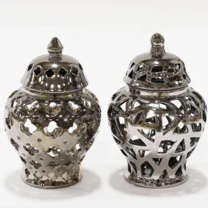 Inspire Me! Home Decor Silver Extra Mini Cut-Out Ginger Jar