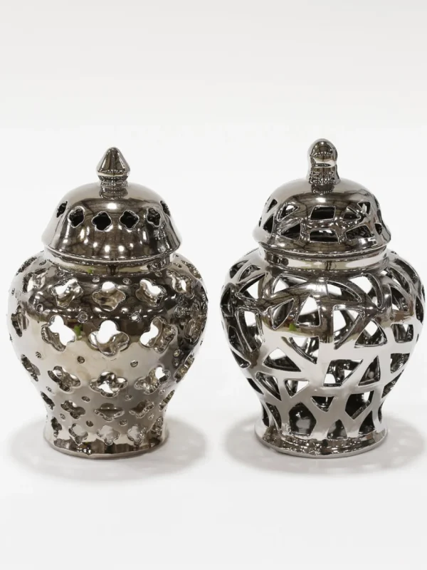 Inspire Me! Home Decor Silver Extra Mini Cut-Out Ginger Jar