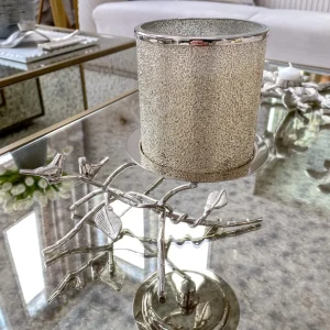 Inspire Me! Home Decor Silver Candle Holder With Leaf Branch Design