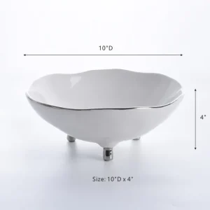 Inspire Me! Home Decor Silver And White Footed Bowl