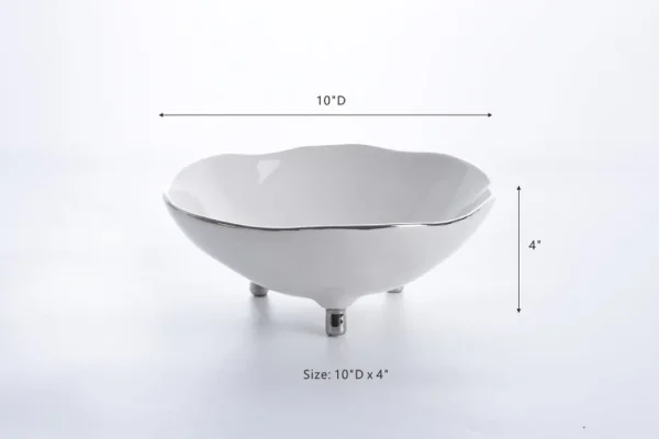 Inspire Me! Home Decor Silver And White Footed Bowl