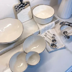 Inspire Me! Home Decor Silver And White 3 Section Serving Bowls