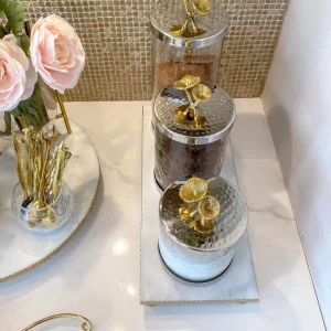 Inspire Me! Home Decor Silver And Gold Flower Top Canister (3 Sizes)