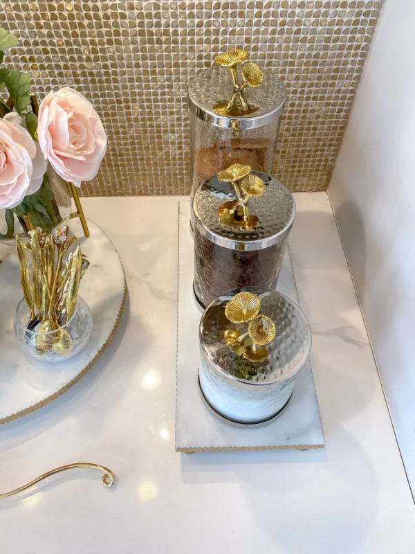 Inspire Me! Home Decor Silver And Gold Flower Top Canister (3 Sizes)