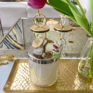 Inspire Me! Home Decor Silver And Gold Detailed Lid Candle – Vanilla (6 Styles)