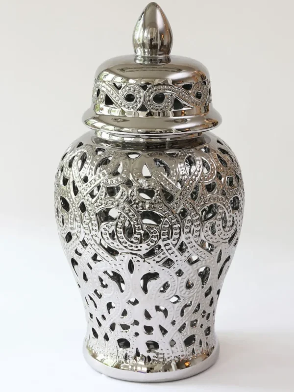 Inspire Me! Home Decor Silver Beaded Ginger Jar (2 Sizes)