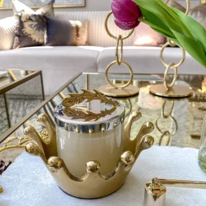 Inspire Me! Home Decor Silver And Gold Detailed Lid Candle – Vanilla (6 Styles)