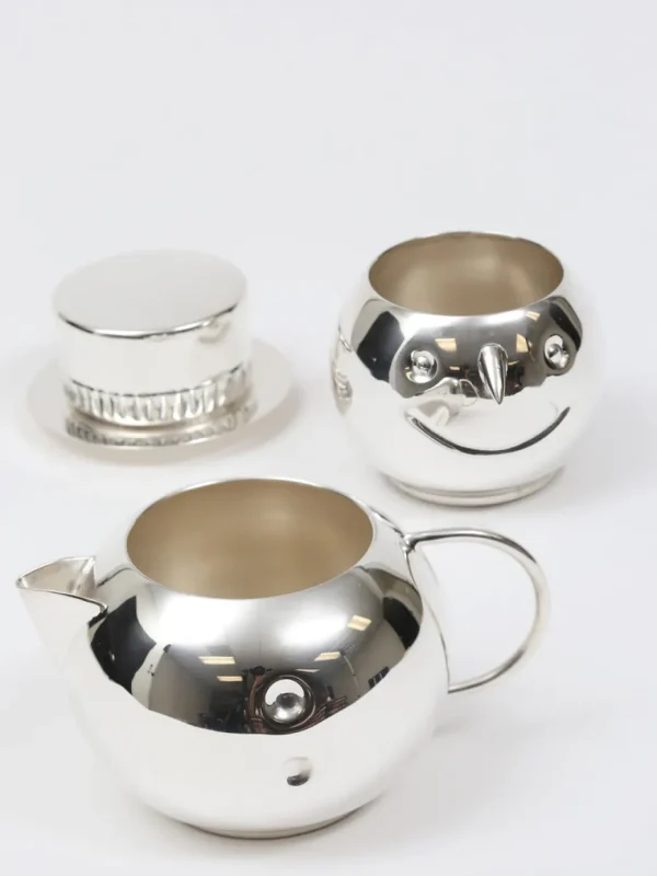 Inspire Me! Home Decor Snowman Sugar And Creamer Set Silver