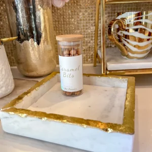 Inspire Me! Home Decor Square Marble Tray With Gold Edge (2 Sizes)