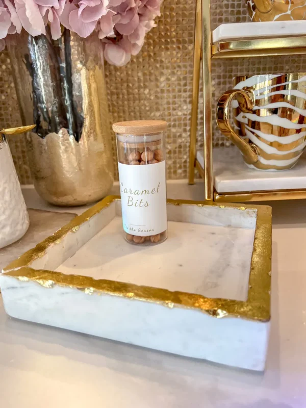 Inspire Me! Home Decor Square Marble Tray With Gold Edge (2 Sizes)