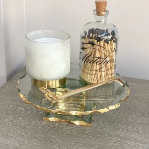 Inspire Me! Home Decor Stacked Glass Cake Stand With Textured Gold Rim (2 Sizes )