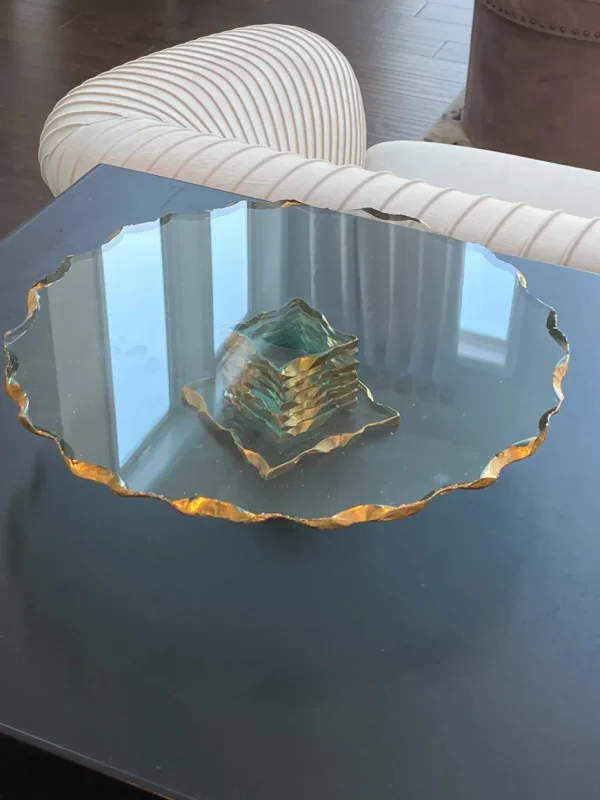 Inspire Me! Home Decor Stacked Glass Cake Stand With Textured Gold Rim (2 Sizes )