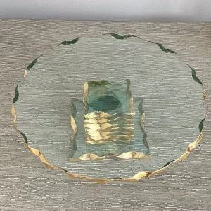 Inspire Me! Home Decor Stacked Glass Cake Stand With Textured Gold Rim (2 Sizes )