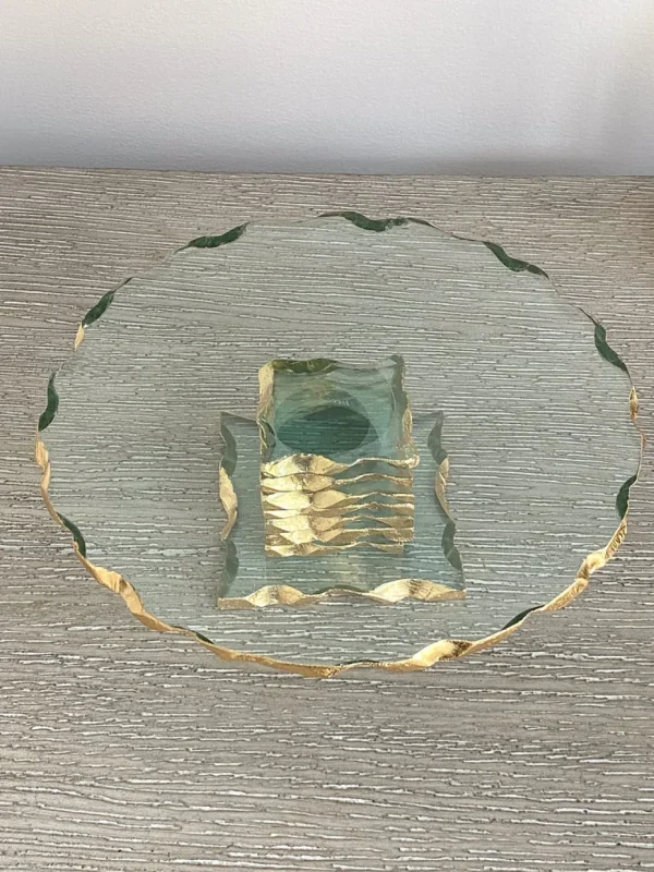 Inspire Me! Home Decor Stacked Glass Cake Stand With Textured Gold Rim (2 Sizes )