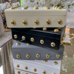 Inspire Me! Home Decor Studded Decorative Wood Boxes (4 Colors)