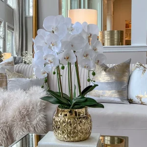 Inspire Me! Home Decor Tall White Potted Faux Orchid