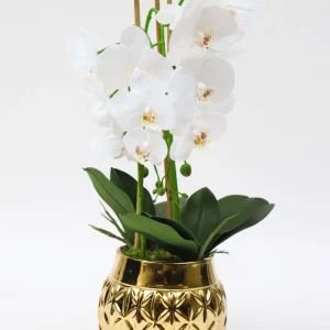 Inspire Me! Home Decor Tall White Potted Faux Orchid