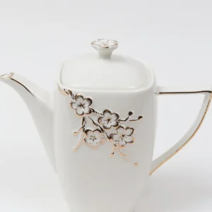 Inspire Me! Home Decor Tea Set With Gold Floral Design (3 Items Sold Separately)