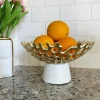 Inspire Me! Home Decor Textured Design Bowl With White Marble Base (2 Colors) “From Pops Of Color Home Collection”