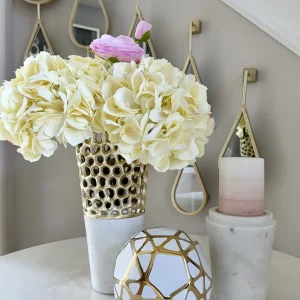 Inspire Me! Home Decor Textured Design Vase With White Marble Base (2 Colors) “From Pops Of Color Home Collection”