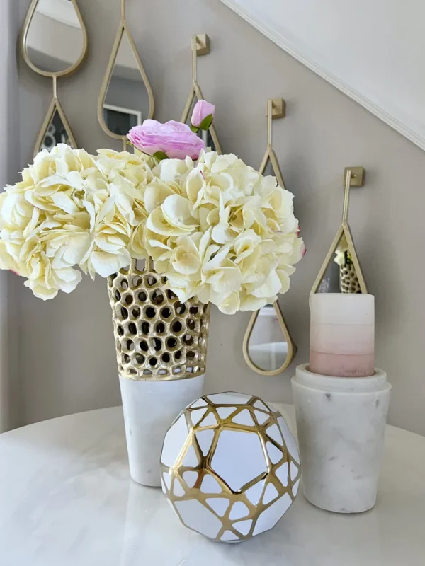 Inspire Me! Home Decor Textured Design Vase With White Marble Base (2 Colors) “From Pops Of Color Home Collection”