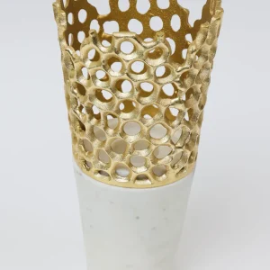 Inspire Me! Home Decor Textured Design Vase With White Marble Base (2 Colors) “From Pops Of Color Home Collection”