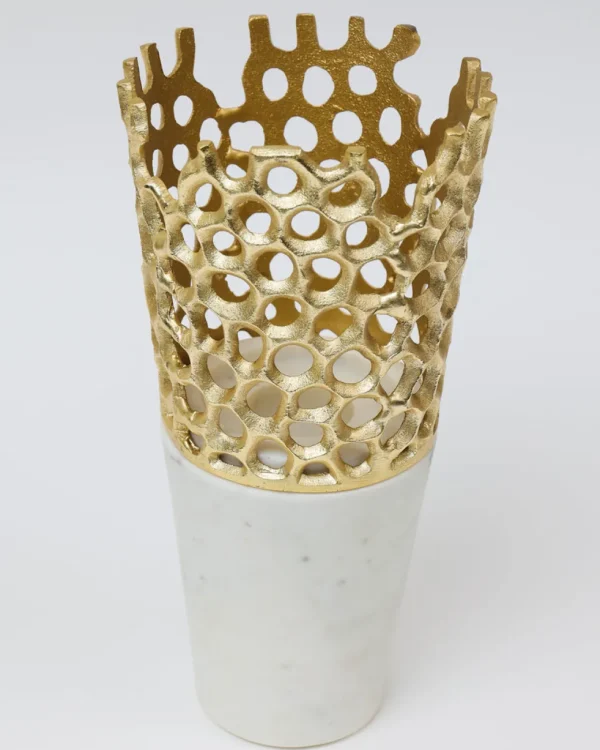 Inspire Me! Home Decor Textured Design Vase With White Marble Base (2 Colors) “From Pops Of Color Home Collection”