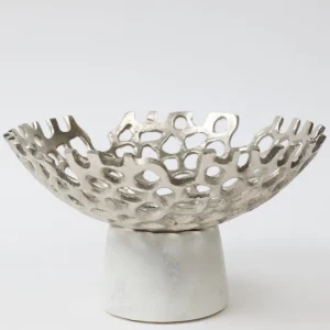 Inspire Me! Home Decor Textured Design Bowl With White Marble Base (2 Colors) “From Pops Of Color Home Collection”