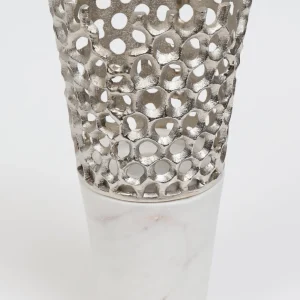 Inspire Me! Home Decor Textured Design Vase With White Marble Base (2 Colors) “From Pops Of Color Home Collection”