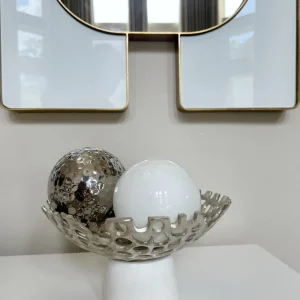 Inspire Me! Home Decor Textured Design Bowl With White Marble Base (2 Colors) “From Pops Of Color Home Collection”