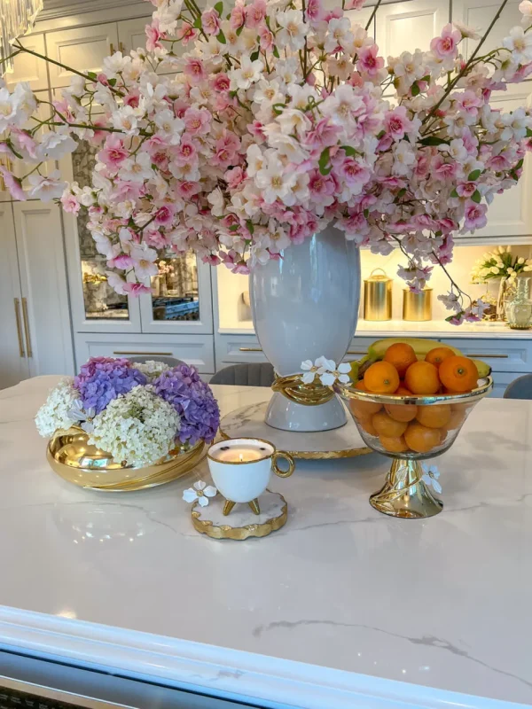 Inspire Me! Home Decor Textured Glass Bowl With White Jeweled Flower Details