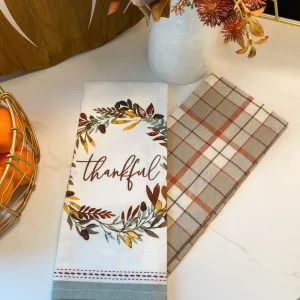 Inspire Me! Home Decor “Thankful” Plaid Kitchen Towels