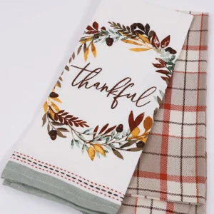 Inspire Me! Home Decor “Thankful” Plaid Kitchen Towels