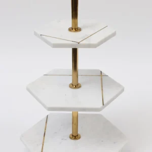 Inspire Me! Home Decor Three Tiered Marble Stand With Gold Inlay