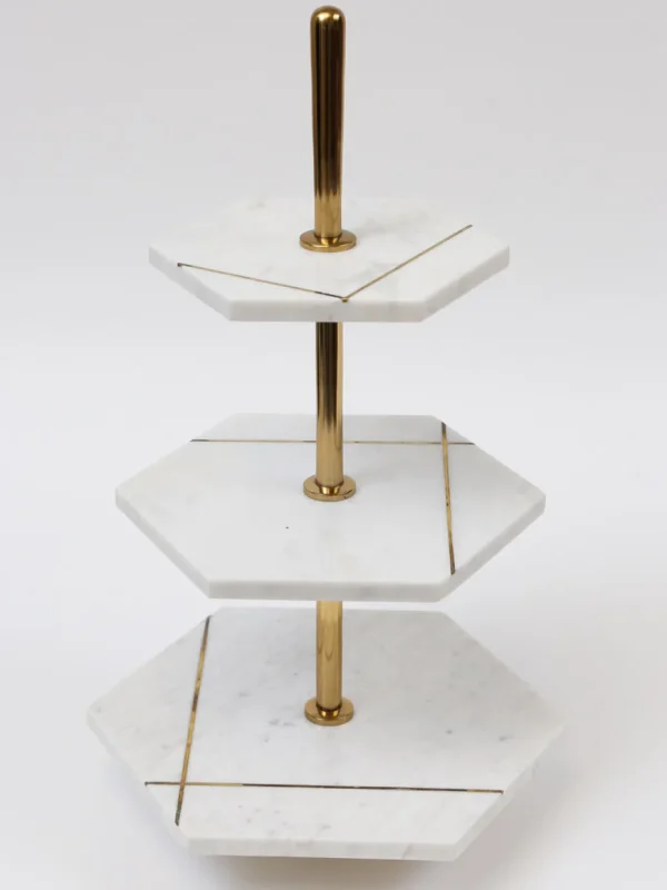 Inspire Me! Home Decor Three Tiered Marble Stand With Gold Inlay