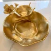 Inspire Me! Home Decor Two Tier Chip And Dip Gold Floral Bowl