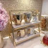 Inspire Me! Home Decor Two Tiered Marble Stand W/ Gold Frame