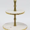 Inspire Me! Home Decor Two-Tiered Marble Cake Stand With Gold Base