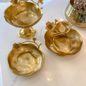 Inspire Me! Home Decor Two Tier Chip And Dip Gold Floral Bowl